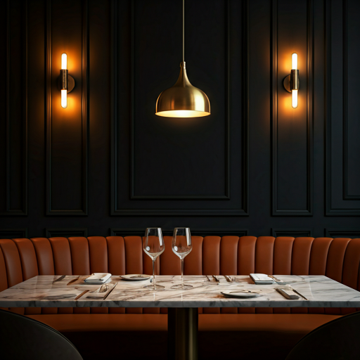 Restaurant booth set for dining